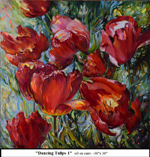 Dancing Tulips-1, Oil on Canvas